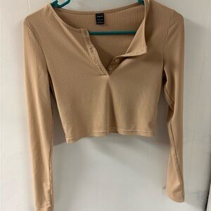 SHEIN Tan Ribbed Crop Top